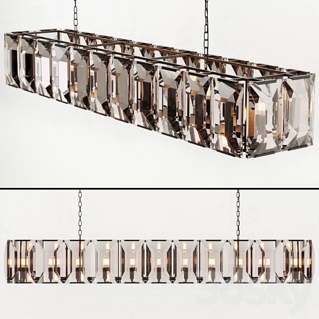 RH HARLOW CRYSTAL RECTANGULAR CHANDELIER 74 3ds Max