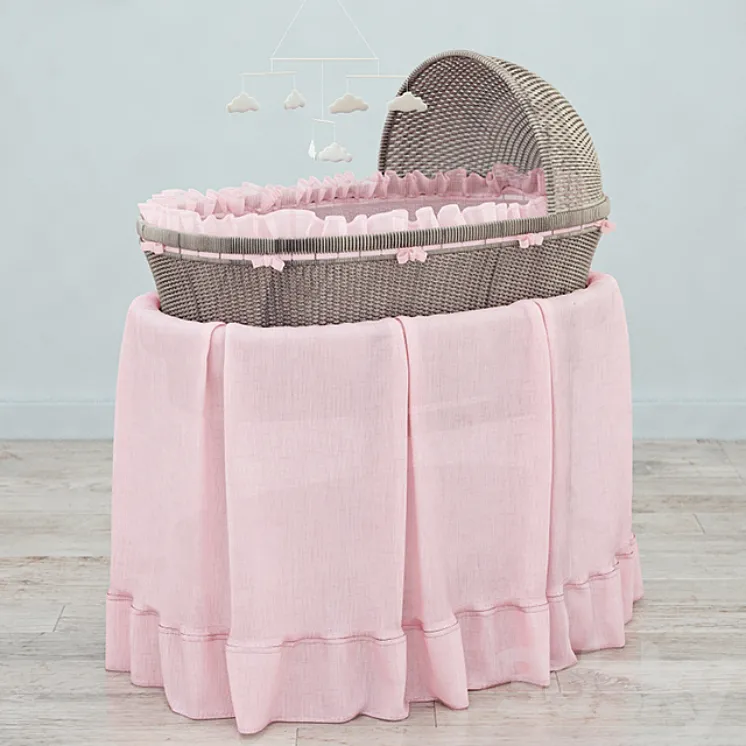 RH Heirloom wicker bassinet & mattres 3DS Max