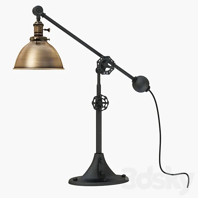 RH INDUSTRIAL ERA TASK LAMP ANTIQUE BRASS 3ds Max