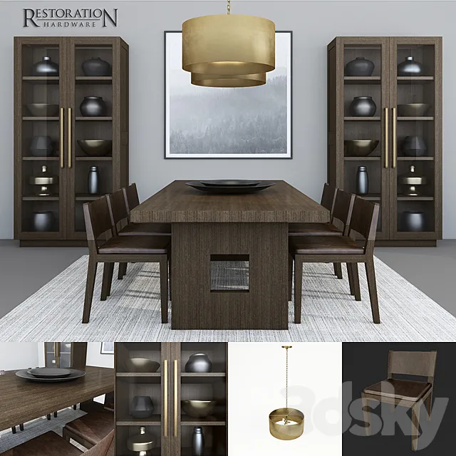 RH KEYES DINING TABLE 3DS Max Model