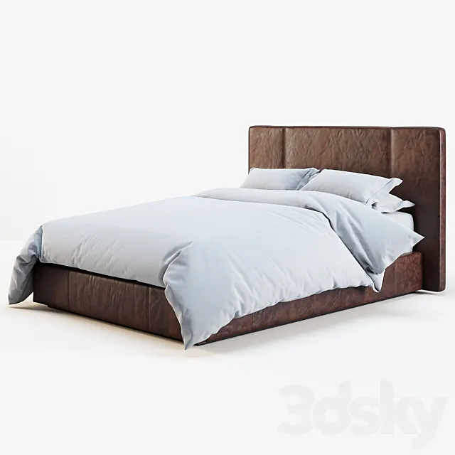 RH leather platform bed 3ds Max