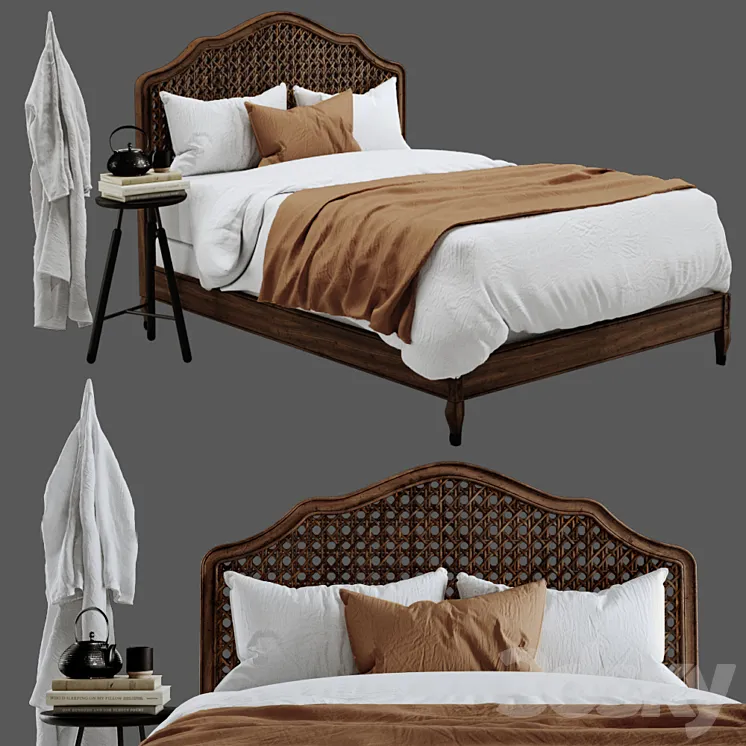 RH Lorraine Caned Bed 3DS Max
