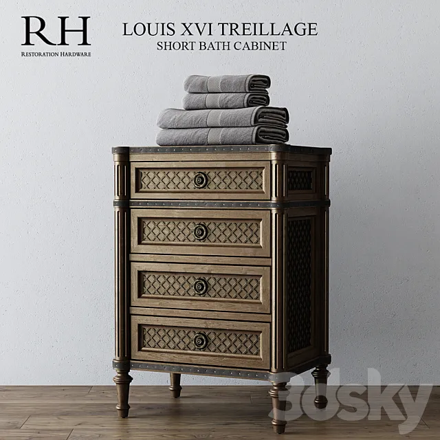 RH LOUIS XVI TREILLAGE SHORT BATH CABINET 3ds Max