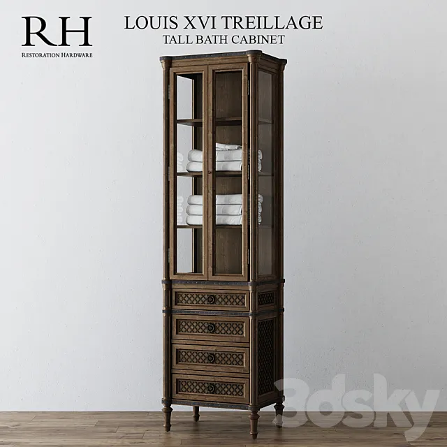 RH LOUIS XVI TREILLAGE TALL BATH CABINET 3ds Max