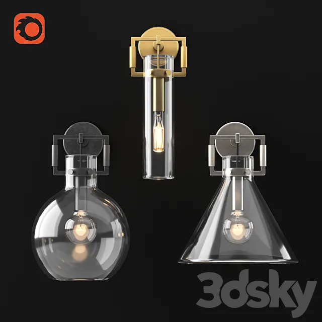 RH Machinist Glass Sconce Set 3ds Max