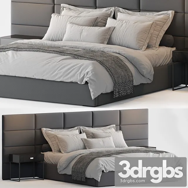 Rh modena extended panel rectangular channel fabric platform bed 2 3dsmax Download