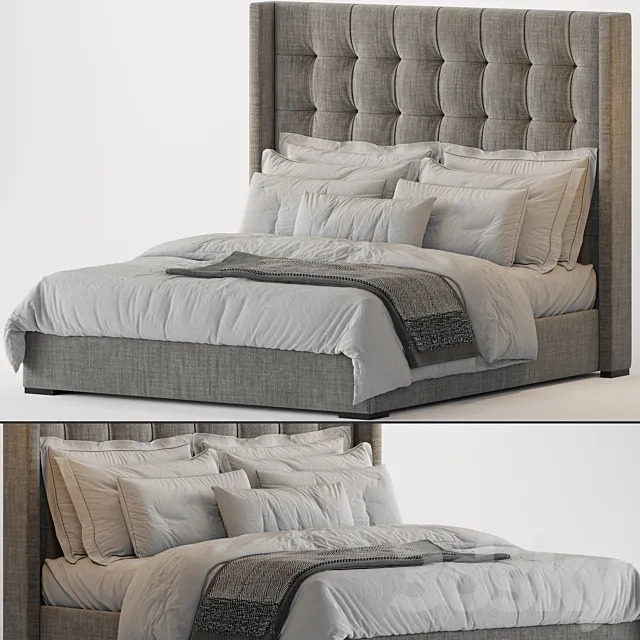 RH Modena Non Tufted Shelter Fabric Platform Bed 3ds Max