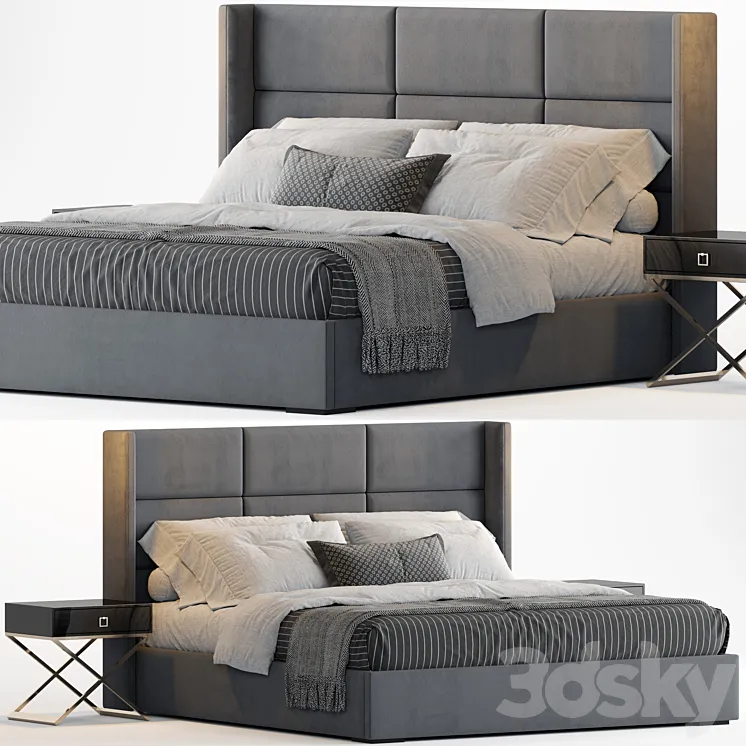 RH Modena Rectangular Channel Shelter Fabric Platform Bed 3DS Max