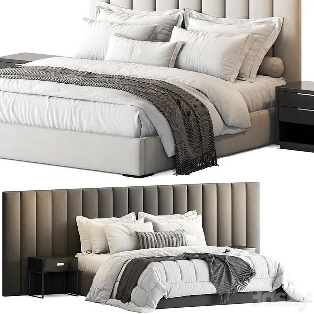 RH Modena Vertical Channel Panel Fabric Platform Bed 3dsMax Model