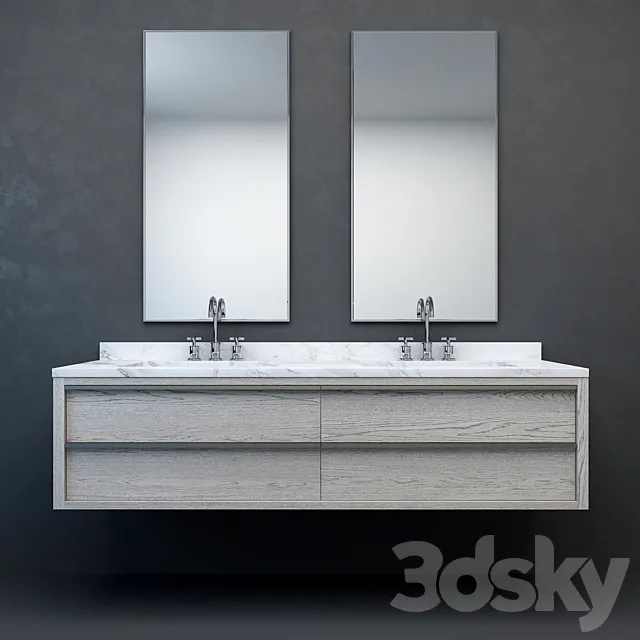 RH Modern Bezier floating double vanity 3DS Max Model