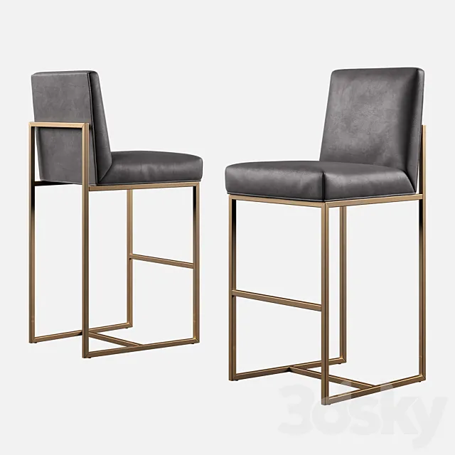 RH Modern Grant Leather Bar Stool 3ds Max