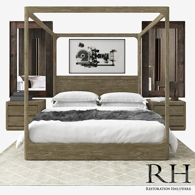 RH MODERN MARTENS BEDROOM SET 3DSMax File