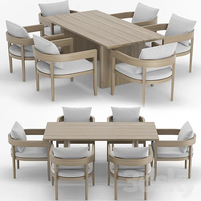 RH Outdoor Baimain restangular table-chair 3ds Max