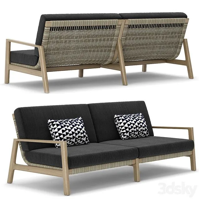 RH Outdoor Mesa teak sofa 3dsMax Model