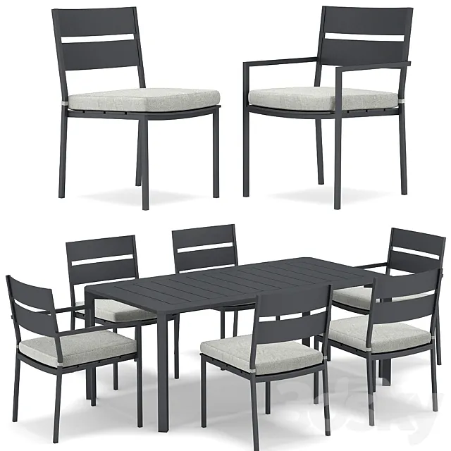 RH Outdoor Palma restangular table and chair 3ds Max