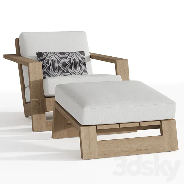 Rh Reyes Teak Lounge Chair 3DS Max Model