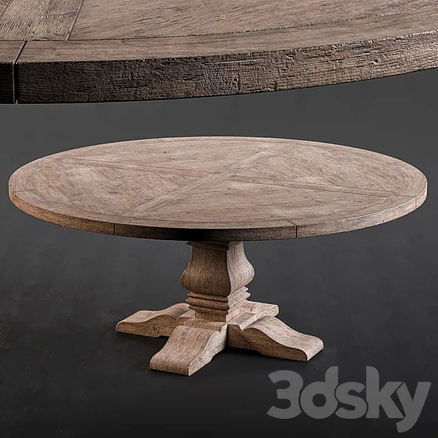 RH Salvaged Wood Round Dining Table 3DS Max Model