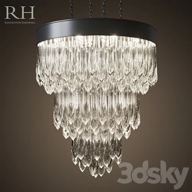 RH TEARDROP GLASS CHANDELIER 43 ” 3DSMax File