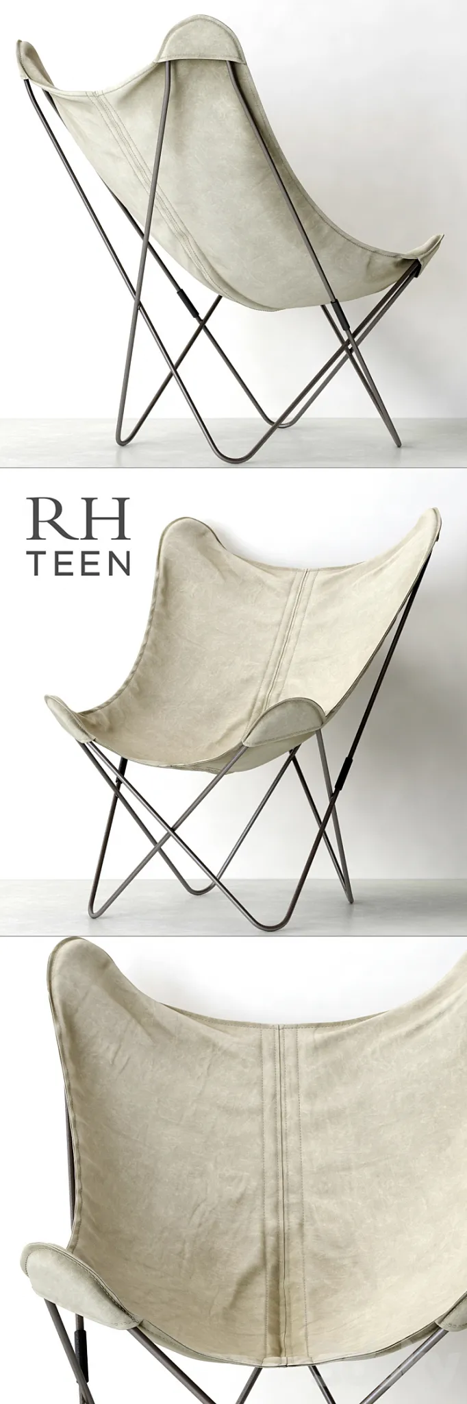 RH \/ TYE STONEWASHED CANVAS BUTTERFLY CHAIR 3DS Max