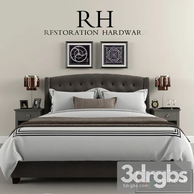 RH Warner Tufted Fabric Bed 3dsmax Download