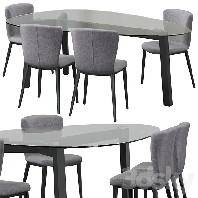 RIFLESSI GIO Chair and Treble Table 3ds Max