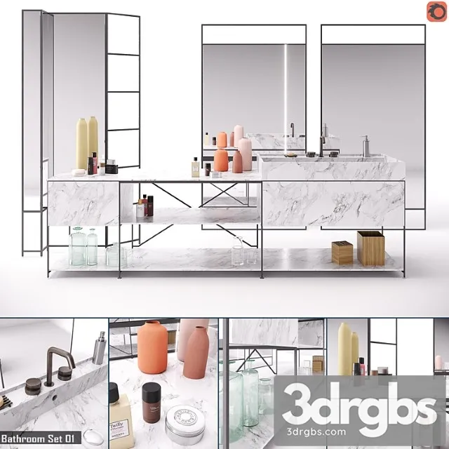 RIG Modules Bathroom With Decor Set 01 3dsmax Download
