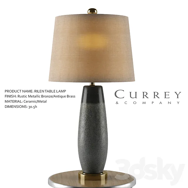 Rilen Table Lamp – Currey & Company 3ds Max