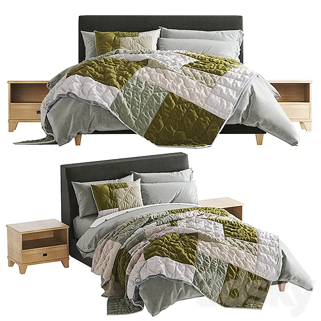 Riley Upholstered Bed 3ds Max