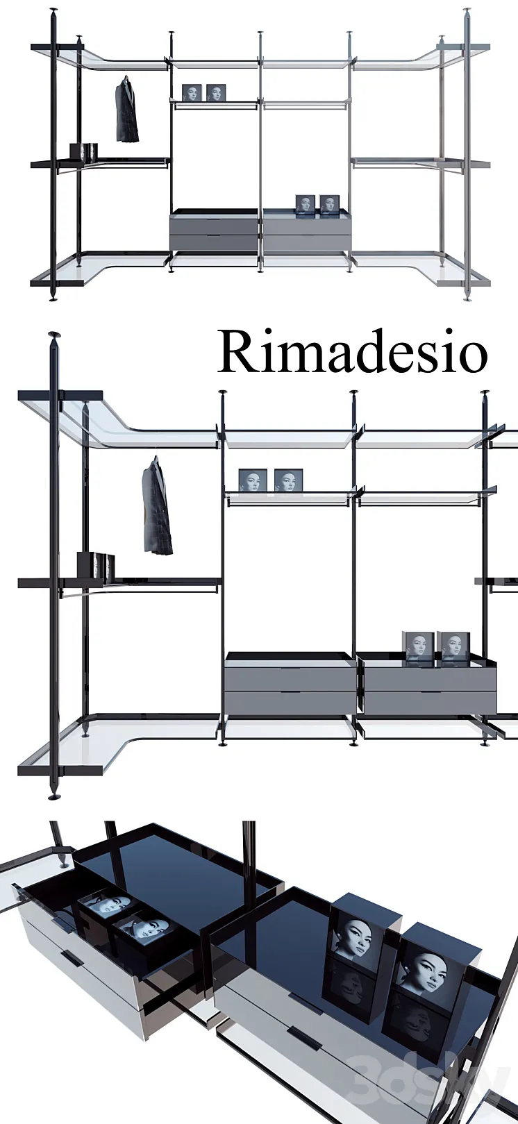 Rimadesio zenit system 02 living-rooms and walk-in closets Kitchen Wardrobe Display cabinets and storage 3DS Max