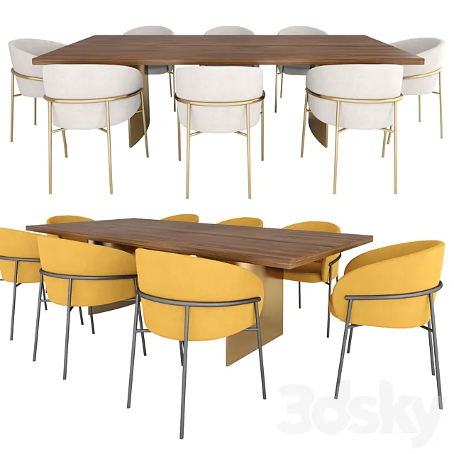 RIMO Chair By PARLA and Linha dining table by Minotti 3ds Max