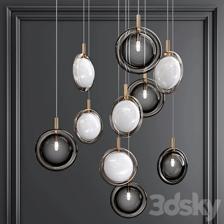 Ring Glass Art Chandelier01 3DS Max