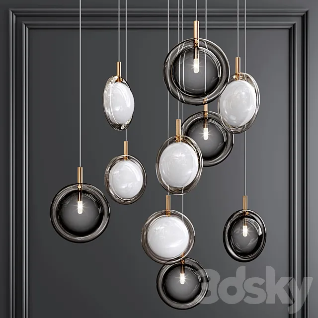 Ring Glass Art Chandelier01 3DSMax File