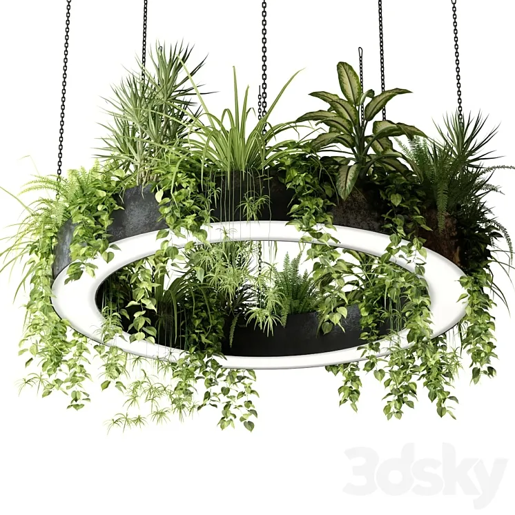 Ring lamp planter with plants 3DS Max Model