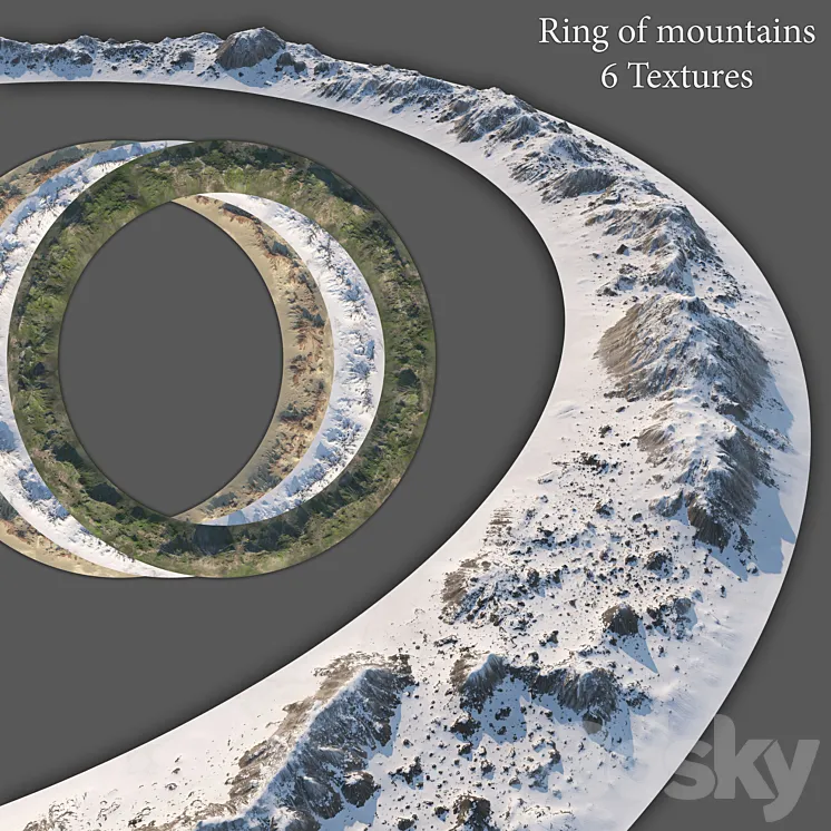 Ring of mountains + 6 Textures 3DS Max