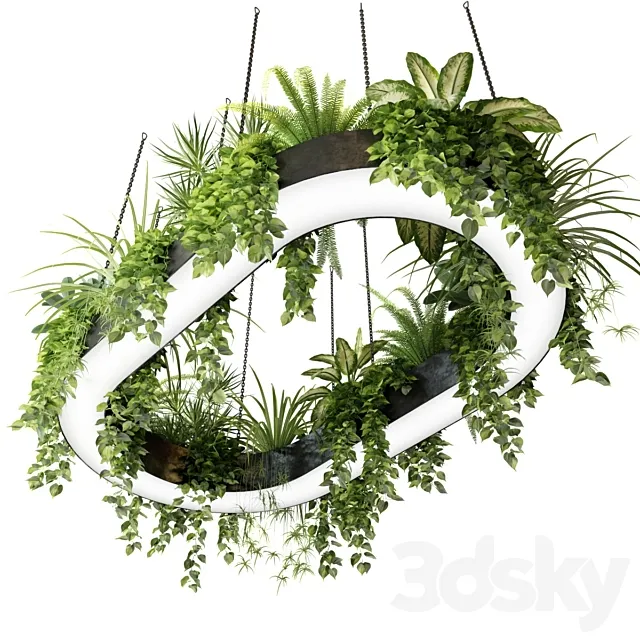 Ring planter lamp with plants 1.5m x 2.5m 3ds Max