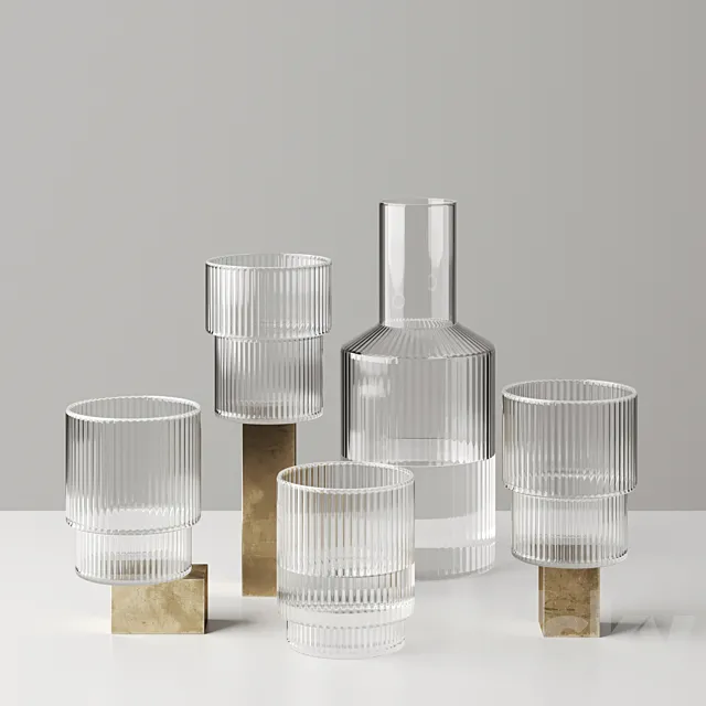 Ripple Glass and Carafe by Ferm living 3DS Max Model