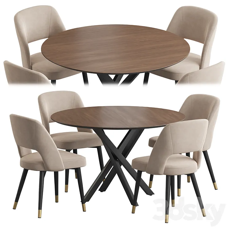 Ritz table Hudson stool dining set 3DS Max