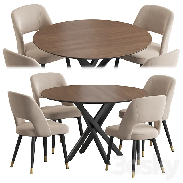 Ritz table Hudson stool dining set 3DSMax File