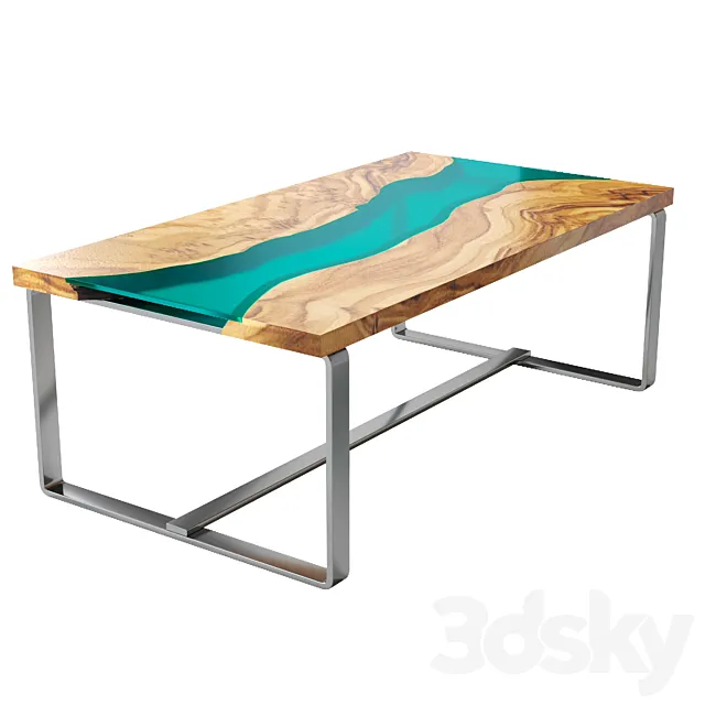 River Olive Wood table 3DS Max Model