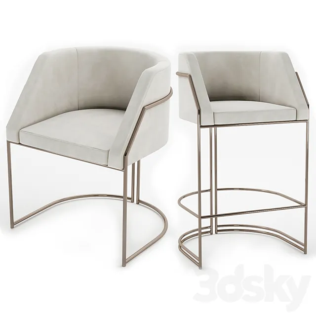 Rivers Chair and Bar Stool 3ds Max