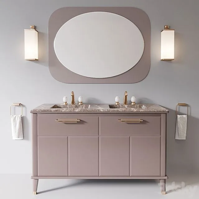 Riviere Cappuccino Emperador Dark Bathroom set by Oasis Group 3dsMax Model