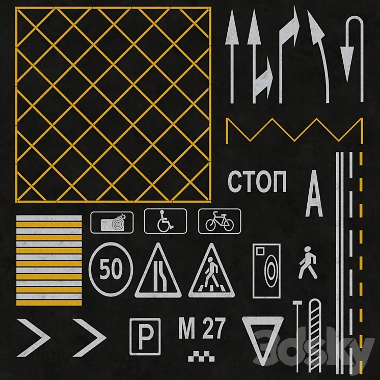 road markings 3DS Max