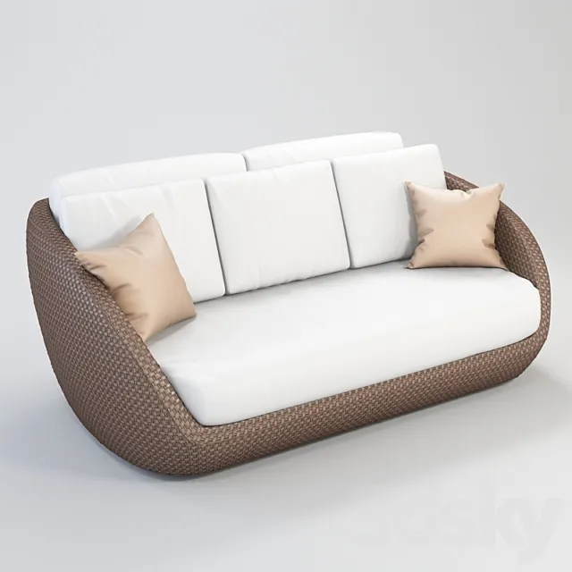 ROBERTI St. Tropez wicker sofa triple 3DS Max Model