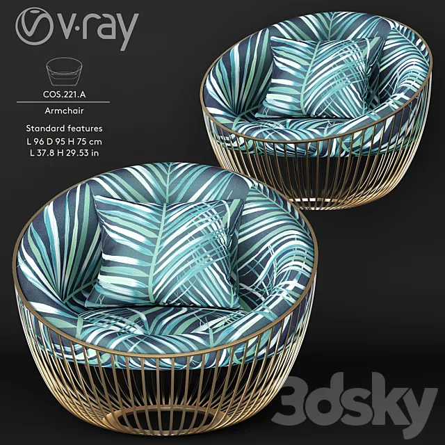 Roberto Cavalli_Cosmopolitan Tropical Armchair 3DS Max Model