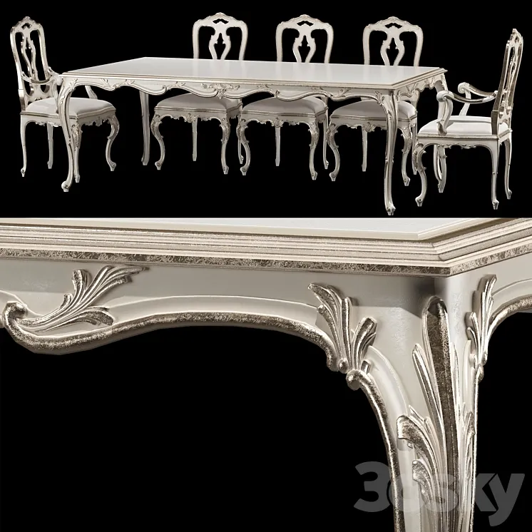 roberto giovannini dining table and chair ART 1341KPP and ART 193 3DS Max Model