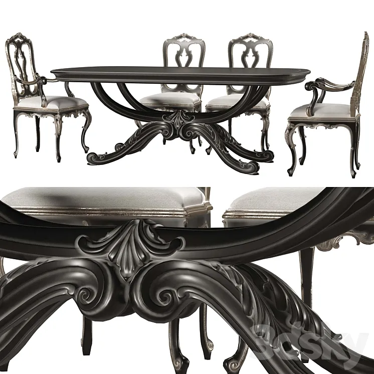 roberto giovannini dining table and chair art1231g and art 193 3DS Max Model