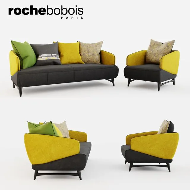 Roche Bobois Aries seat sofa & armchair 3dsMax Model