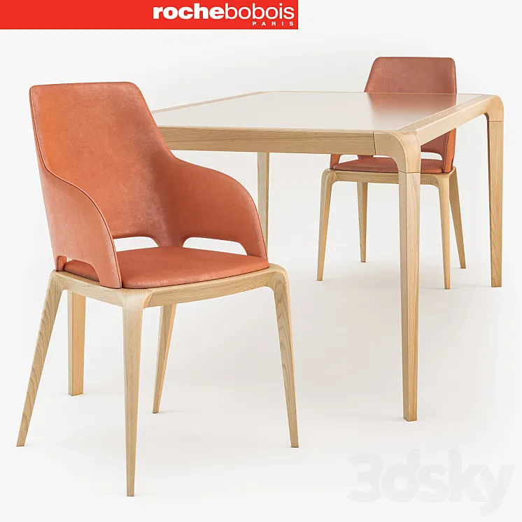 Roche Bobois BRIO dining table_BRIO Bridge chair 3DS Max