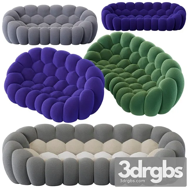 Roche bobois bubble curved 25-seat & 4-seat sofa 2 3dsmax Download