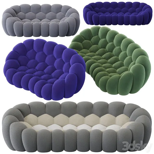 Roche Bobois Bubble Curved 25-seat & 4-seat Sofa 3dsMax Model